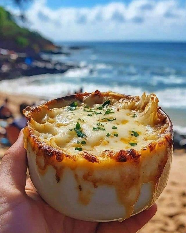 Cheesy Garlic Bread Bowl with Melted Mozzarella & Fresh Herbs